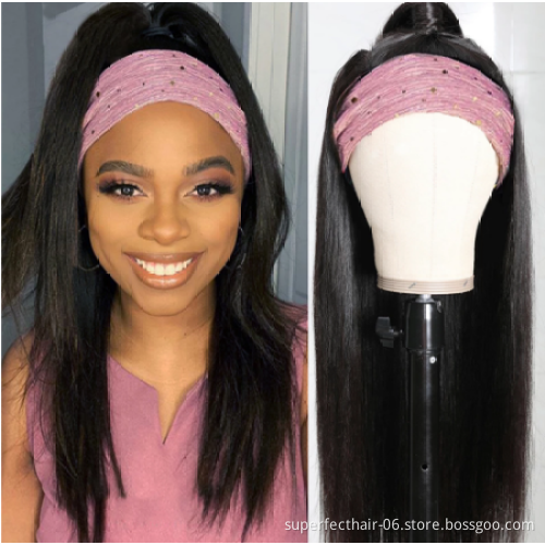 Dropship Unprocessed Brazilian Hair Cuticle Aligned Headband Wig Straight Virgin Human Natural Hair Wigs